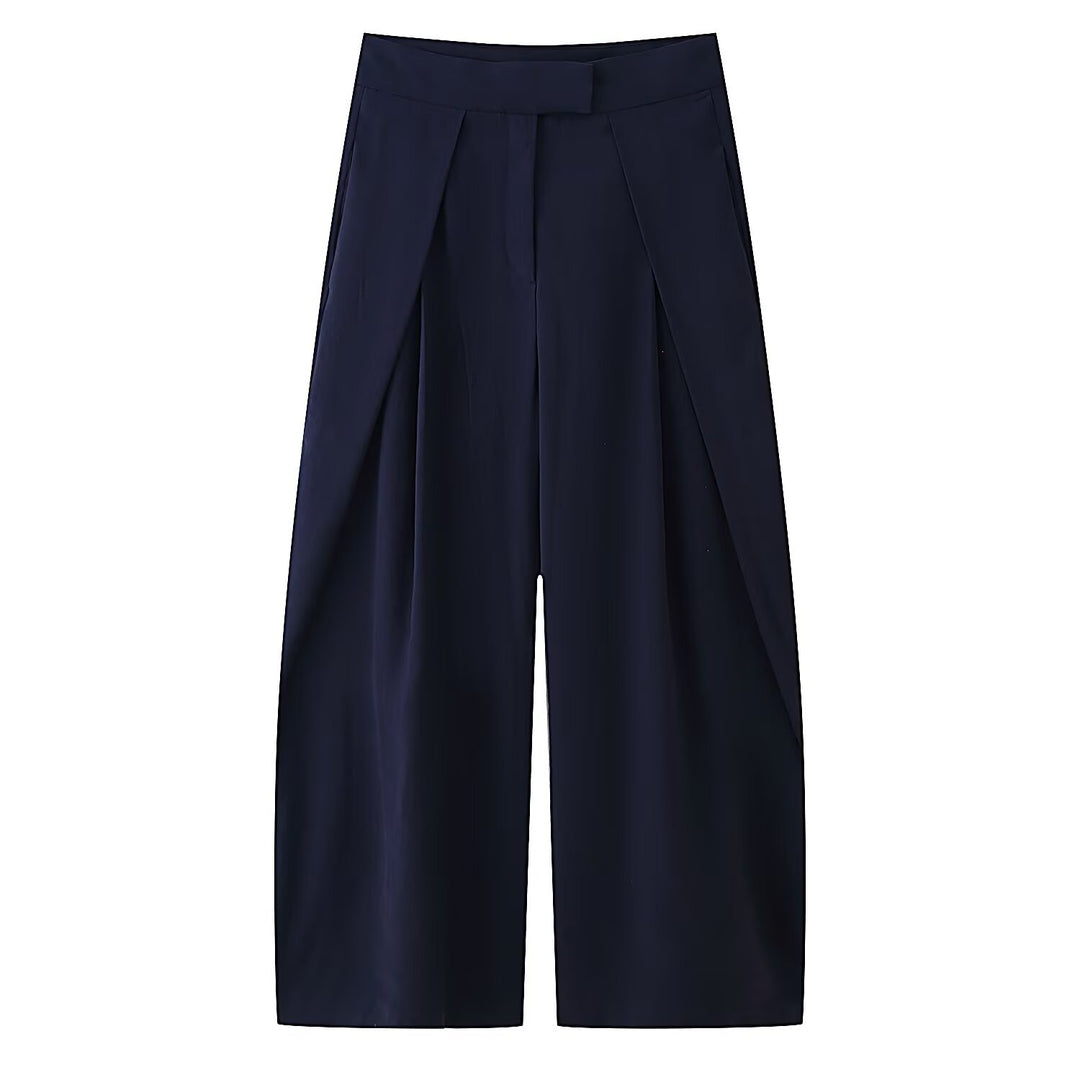 Damer vidt skjært culotte-bukse med elegante folder og høy midje Skjora