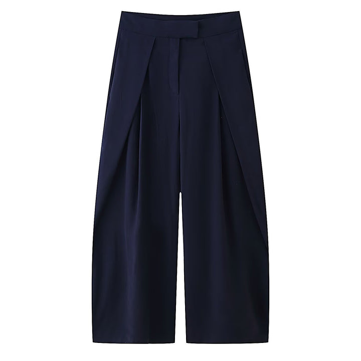 Damer vidt skjært culotte-bukse med elegante folder og høy midje Skjora