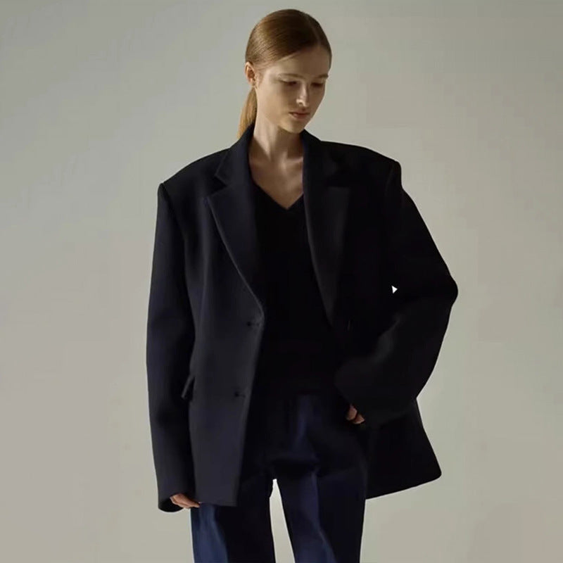 Dame elegant oversized blazer med raffinert innermantel Skjora