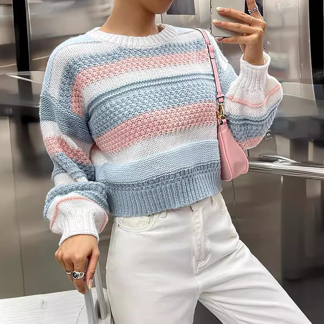Damer trendy genser med unik stripe struktur og avslappet snitt Skjora
