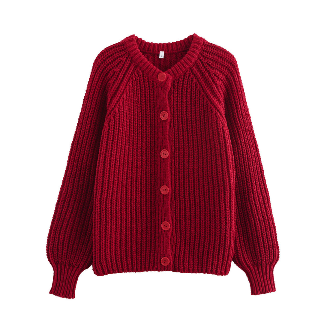 Kvinne koselig cardigan med vertikal ribbestruktur og store knapper Skjora