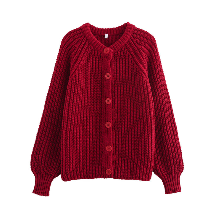 Kvinne koselig cardigan med vertikal ribbestruktur og store knapper Skjora