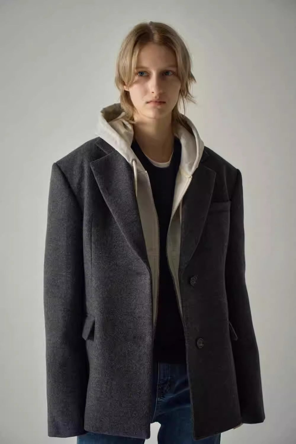Dame elegant oversized blazer med raffinert innermantel Skjora