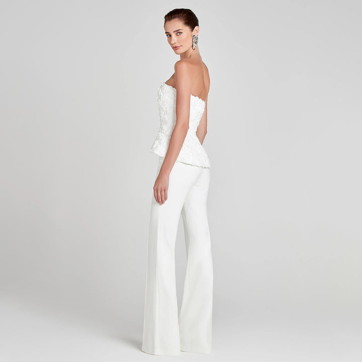 Dame Elegant Peplum-Topp med utsvingt bukse Skjora