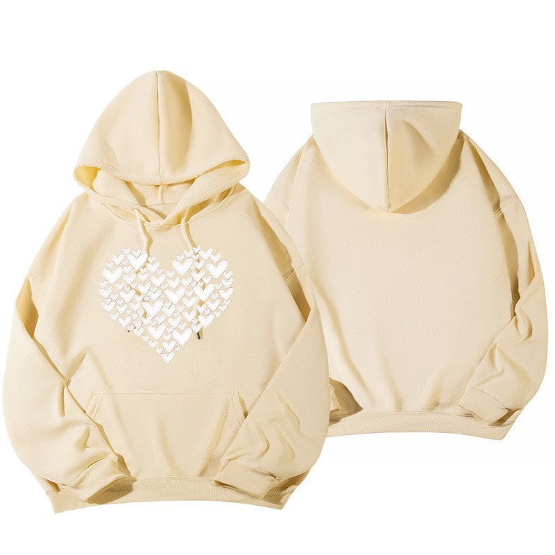 Dame Hoodie Sweatshirt med Stor Hjerte Design Skjora