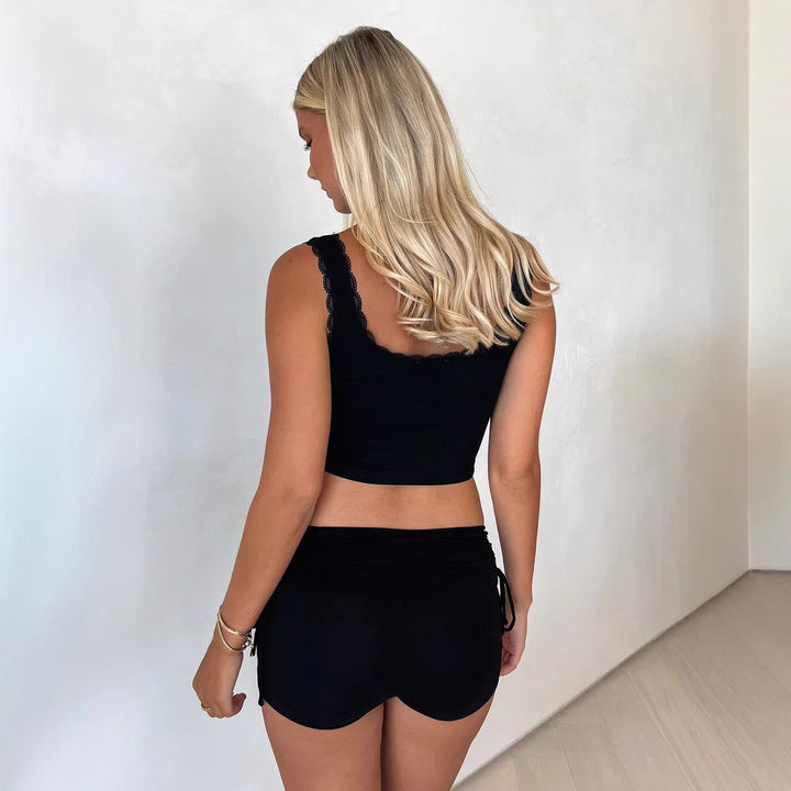 Dame sporty sett med elastisk midje og trendy snitt Skjora