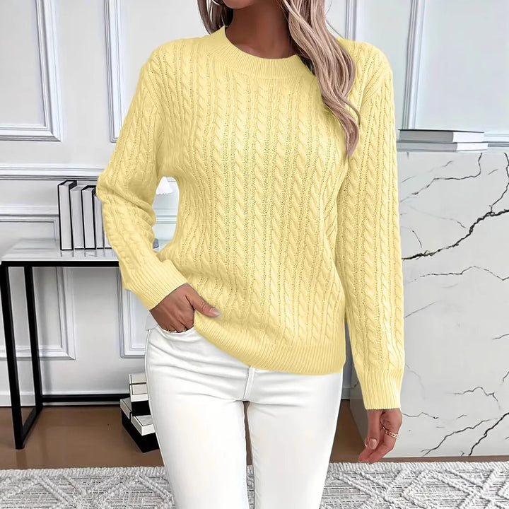 Women's Knitted Sweater with Elegant Cable Design Skjora
