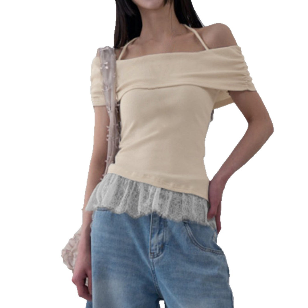 Dame Off-Shoulder topp med volangkant Skjora