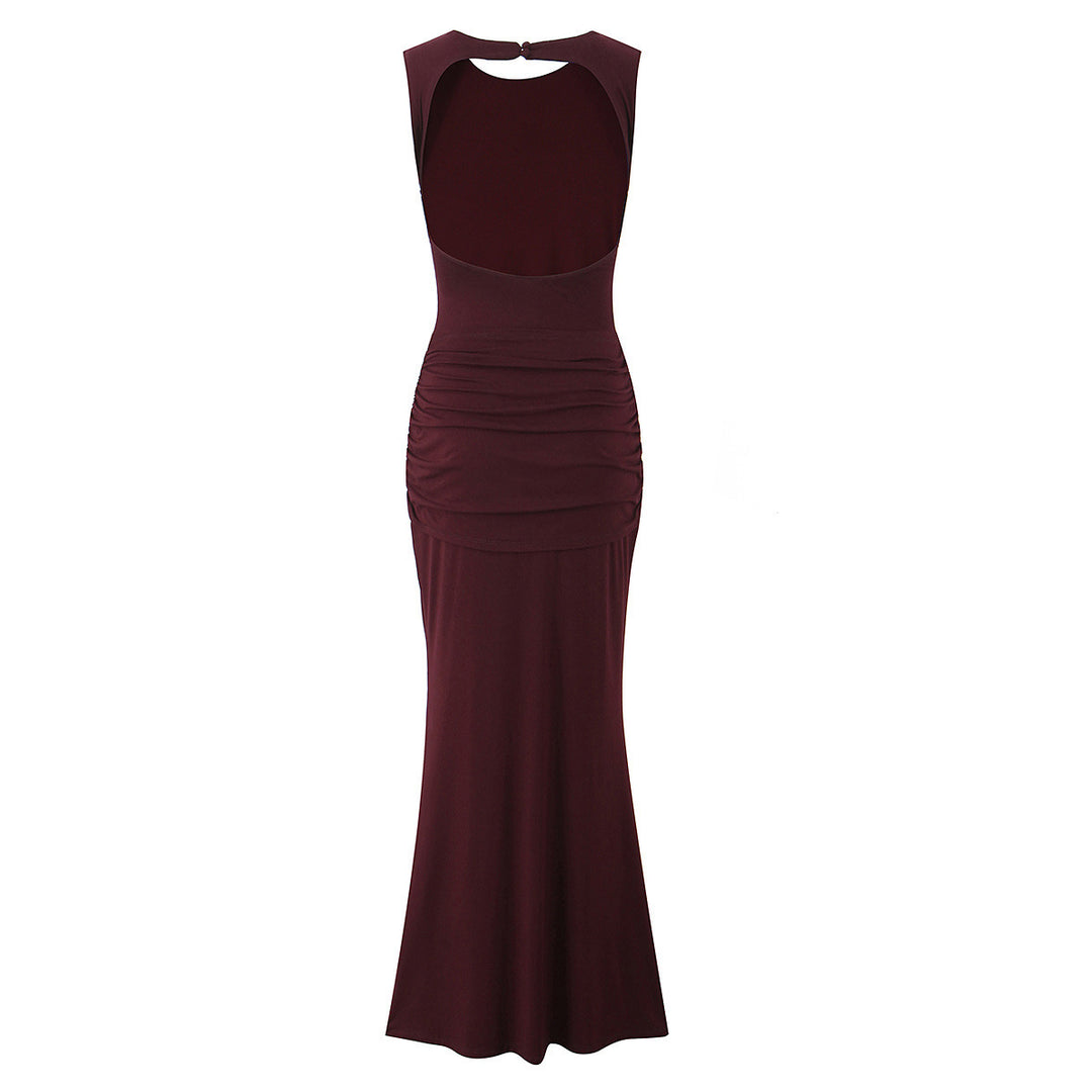 Women's maxi dress with sophisticated draping and elegant back cutout Skjora