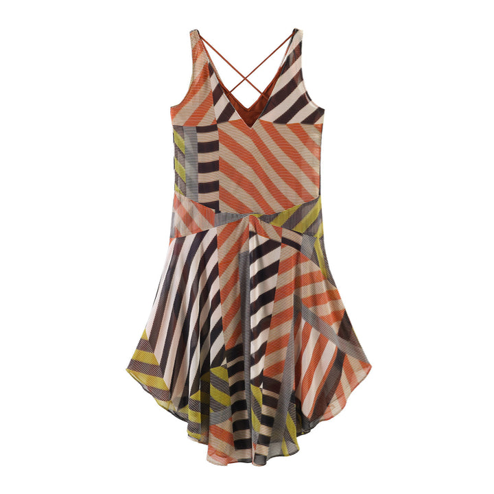 Women's Summer Maxi Dress with Modern V-Neck and Asymmetrical Hem