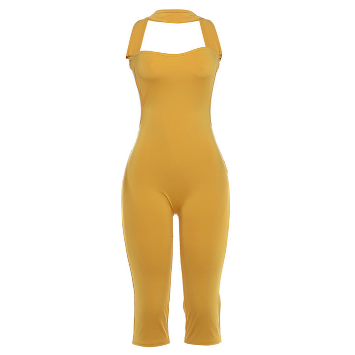 Dame Stilig Jumpsuit med smale stropper og asymmetrisk utringning Skjora