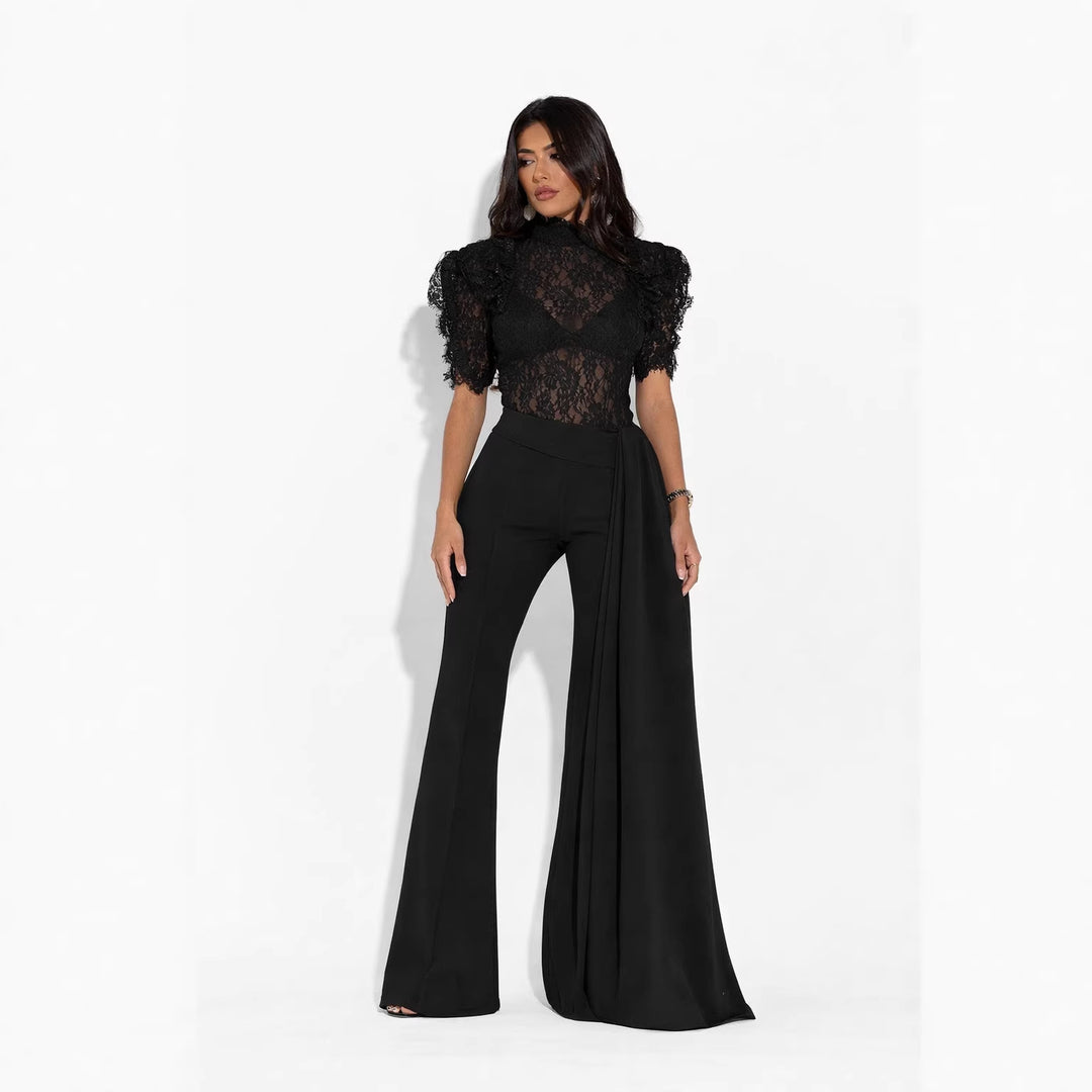 Dame Elegant Flared-Bukser med sidelangs Draperingseffekt Skjora