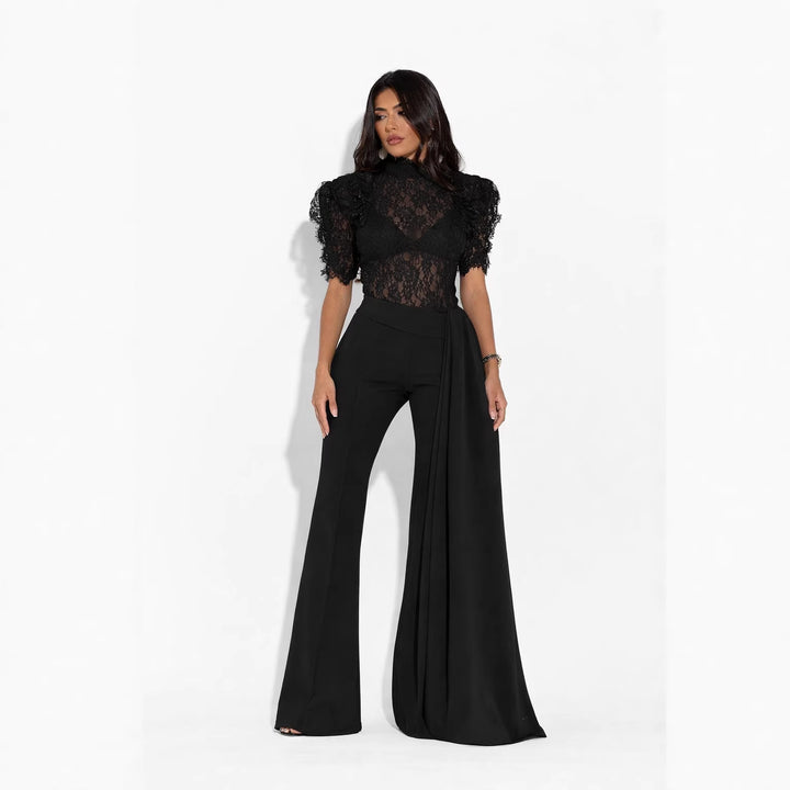 Dame Elegant Flared-Bukser med sidelangs Draperingseffekt Skjora