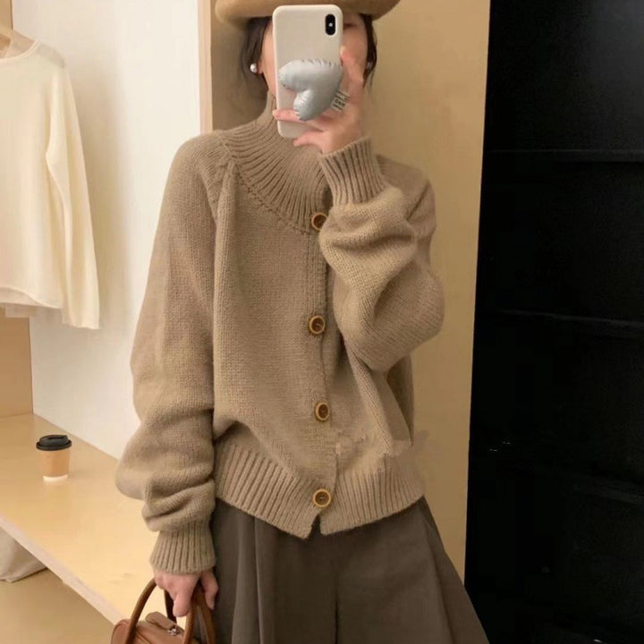 Damer Casual Cardigan med Kontrasterende Knapper og Casual Snitt Skjora
