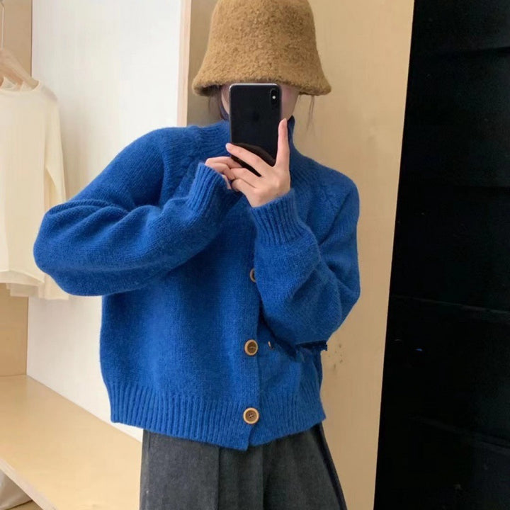 Damer Casual Cardigan med Kontrasterende Knapper og Casual Snitt Skjora
