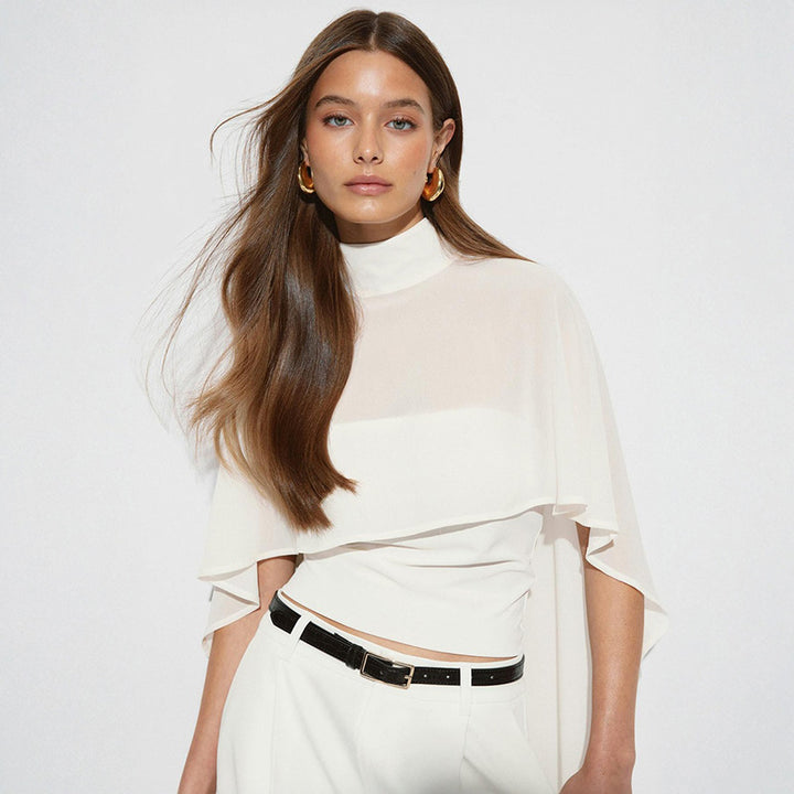Dame elegant topp med transparente vinge-ermer Skjora