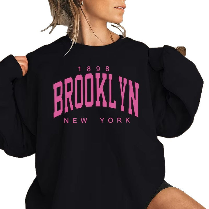 Dame sweatshirt med avslappet Brooklyn trykk og behagelig passform Skjora