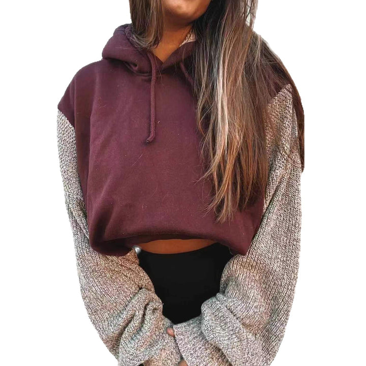 Dame avslappet hettegenser med teksturerte ermer Skjora