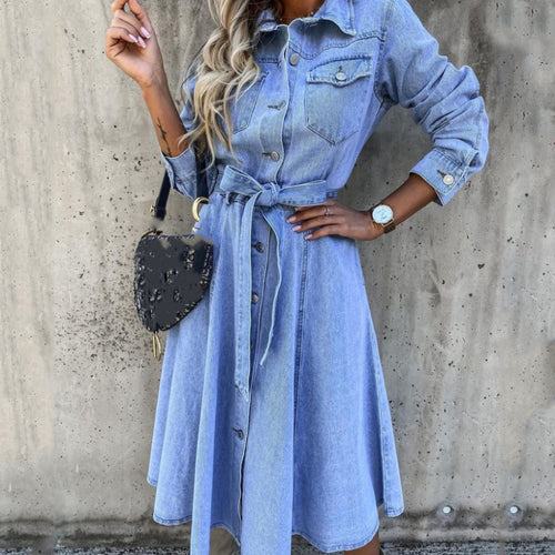 Skjora denimkjole for kvinner