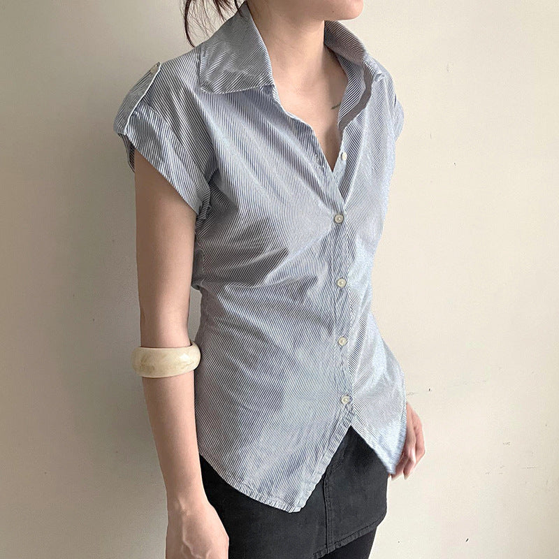 Damer elegant bluse med moderne striper Skjora