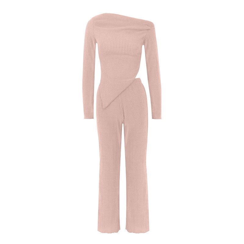 Dame figurnær jumpsuit med asymmetrisk utringning og lange ermer Skjora