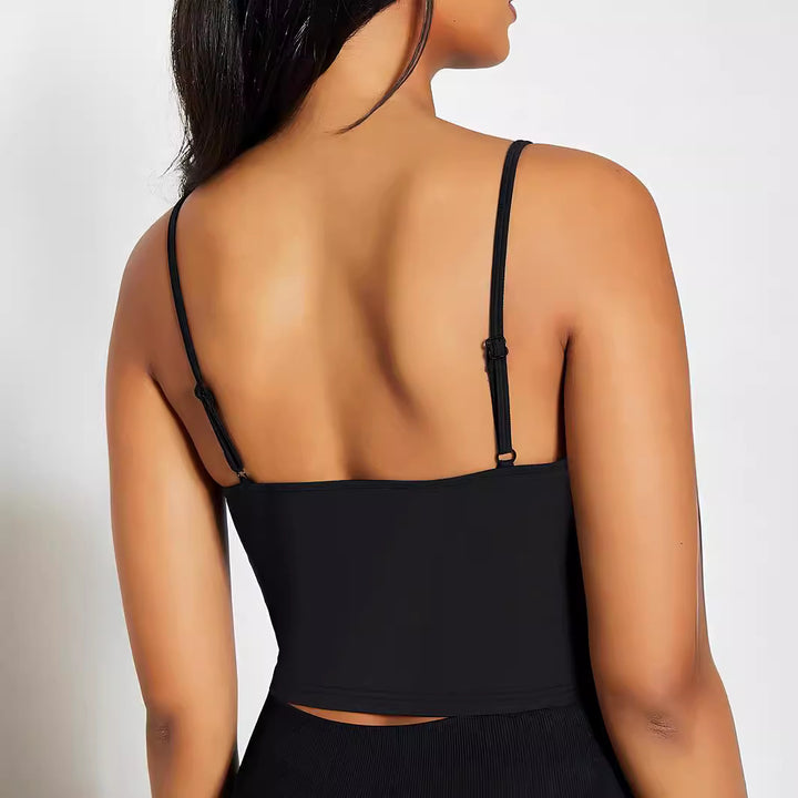 Dame Crop-Top med motiverende statementtrykk og tynne spaghetti-stropper Skjora