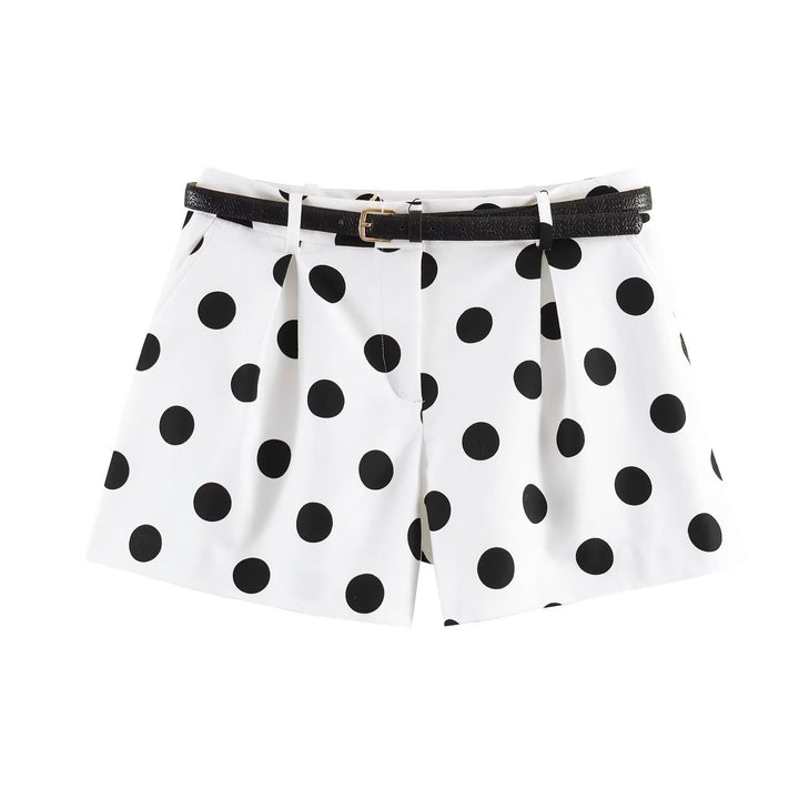 Dame klassiske shorts med elegante folder og belte Skjora