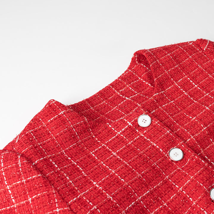 Dame Boucle Jakke med Åpne Lommer og Knappe Detalj Skjora