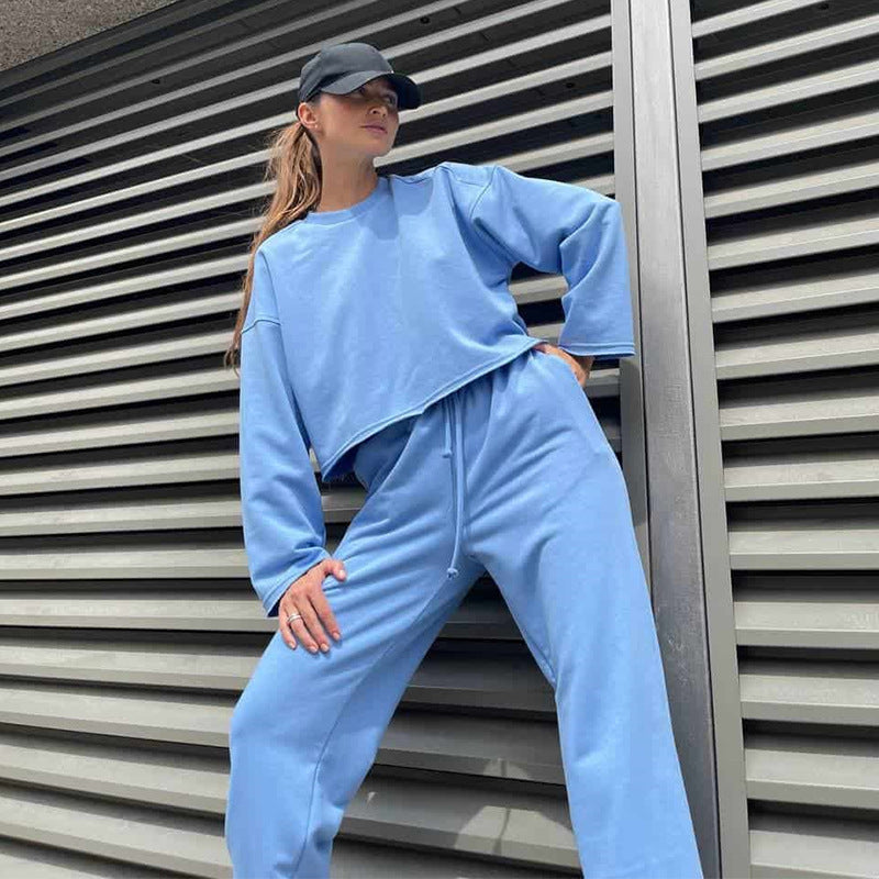 Damer casual joggedress med høy midje og elastisk liv