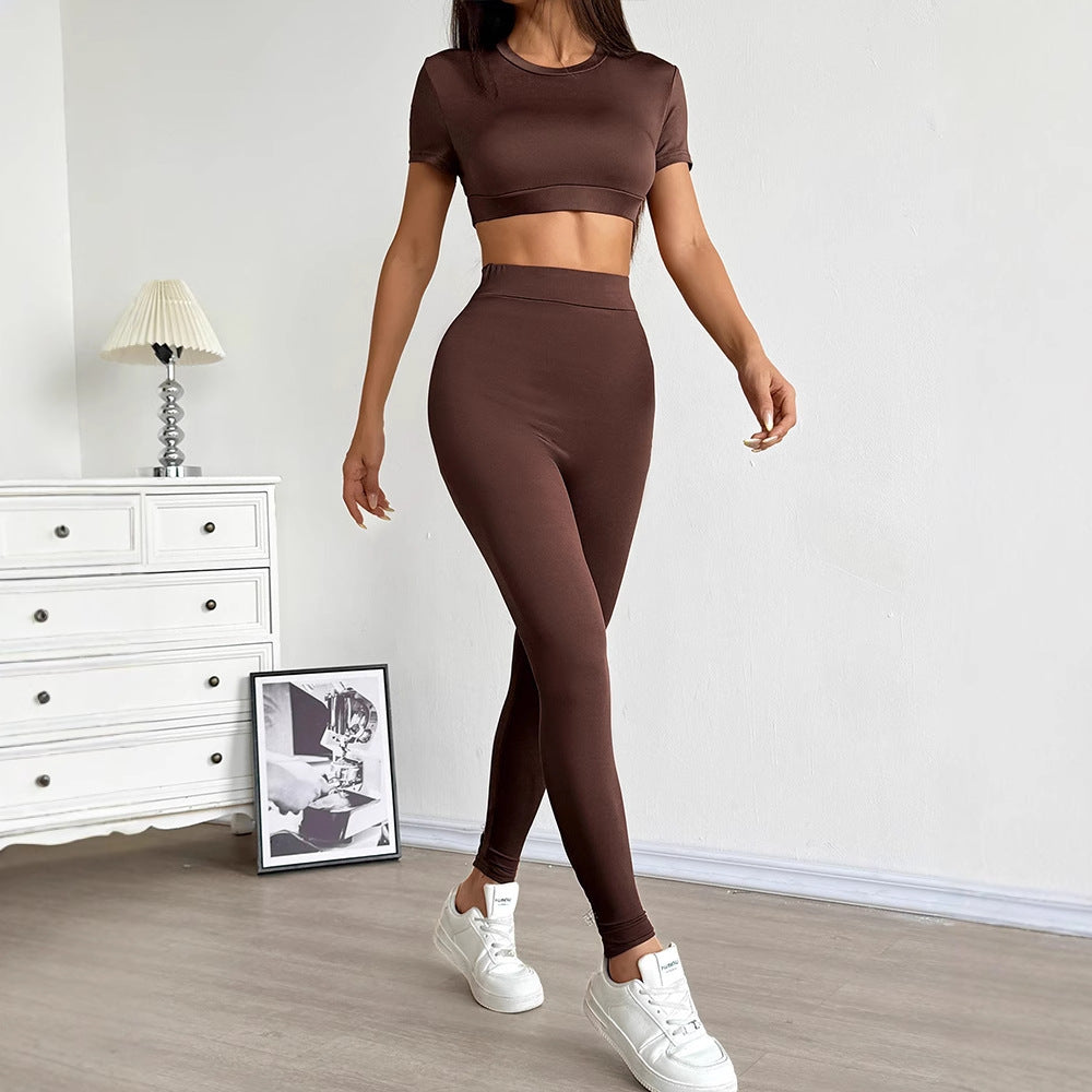 Dame Sett med cropped topp og figurpassende leggings Skjora