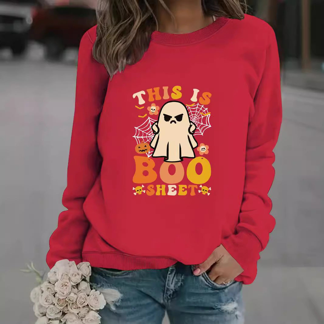 Dame sweatshirt med høstående trykk og avslappet passform Skjora