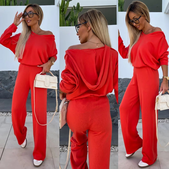 Kvinnes Fleece Lounge Wear Set med Løs Passform og Fritidsstil