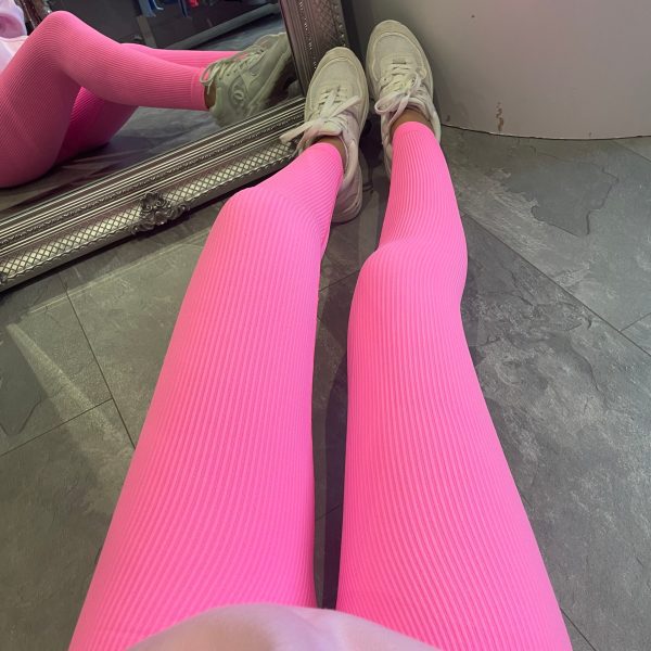Damer Høy Kvalitet Ribbet Design Tights med Høy Talje Skjora