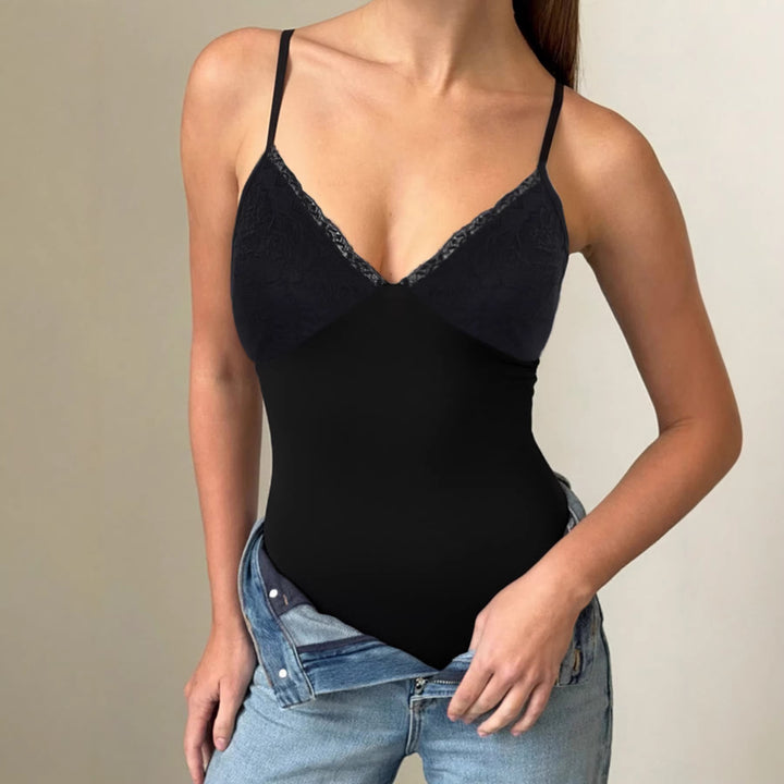 Dame elegant spiss-body med fine stropper Skjora