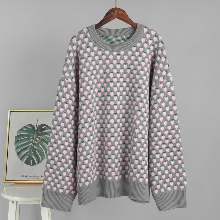 Oversized genser for kvinner med blomstermotiv Skjora
