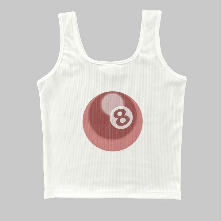 Dame ermeløs tanktop med kreativt biljardmotiv Skjora