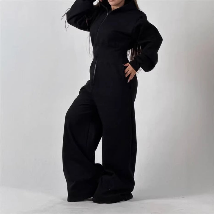 Kvinne jumpsuit med hette og vid ben Skjora