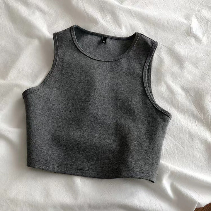 Dame crop top laget av pustende materiale med en figurnærende cut