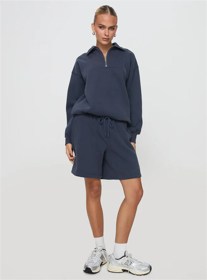 Damer sporty fleece sett med glidelås Skjora