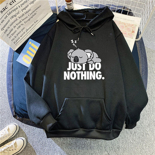 Damen Kapuzenpullover mit verspieltem Koala-Motiv und motivierendem Schriftzug Skjora