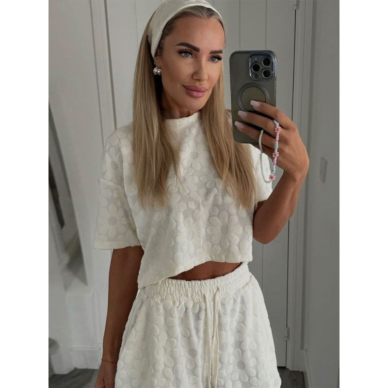 Dame Sporty To-delt Set med luftige Shorts og T-skjorte Skjora