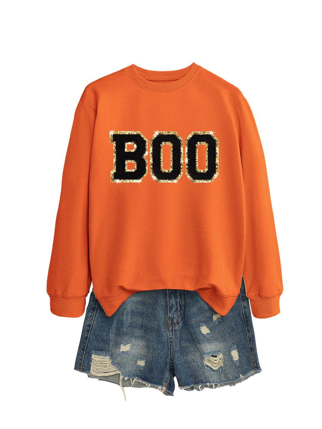 Damer sweatshirt med glitrende trykk Skjora