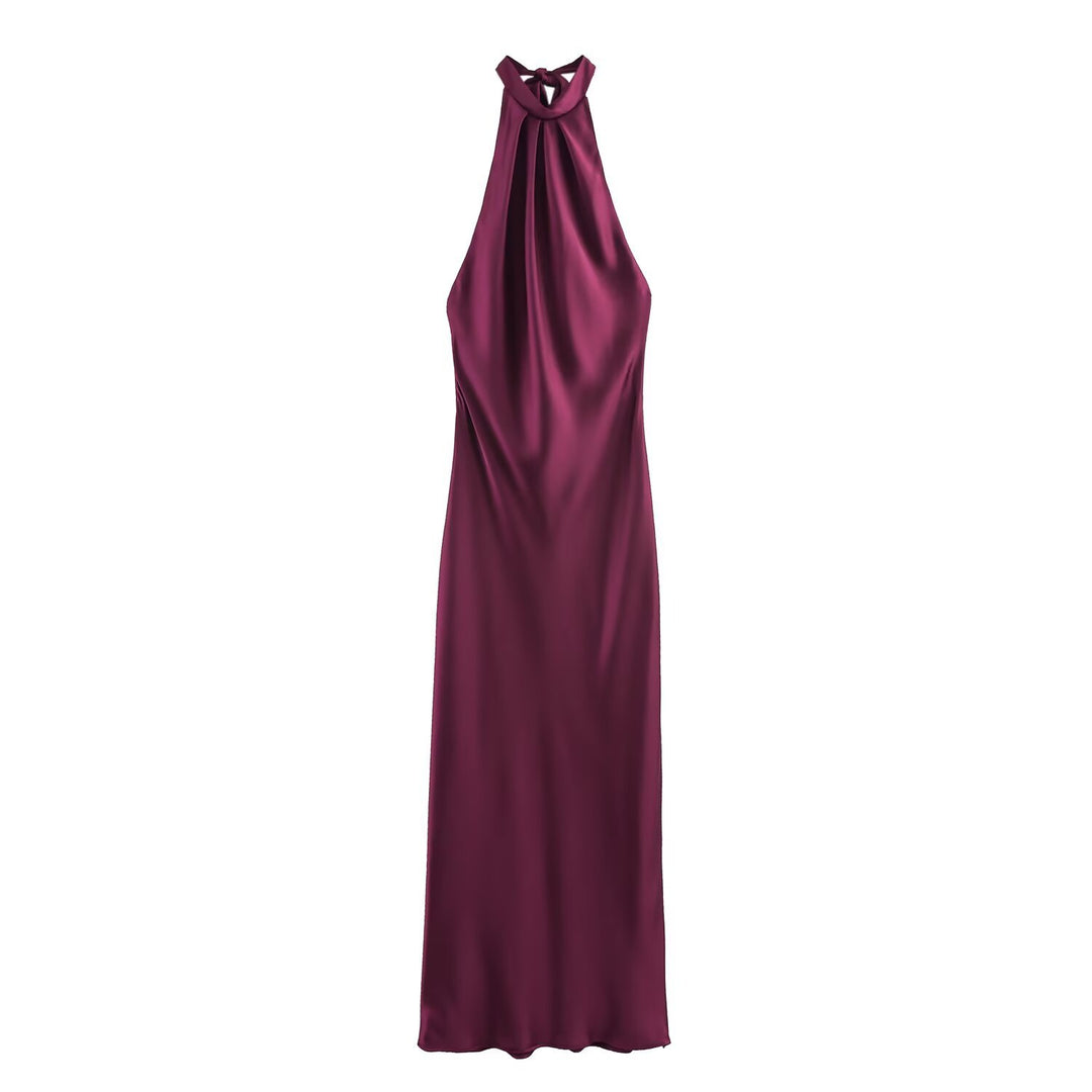 Dame kveldskjole med elegant halterneck-design og flytende snitt Skjora