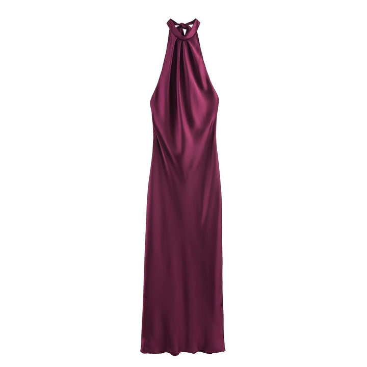 Dame kveldskjole med elegant halterneck-design og flytende snitt Skjora