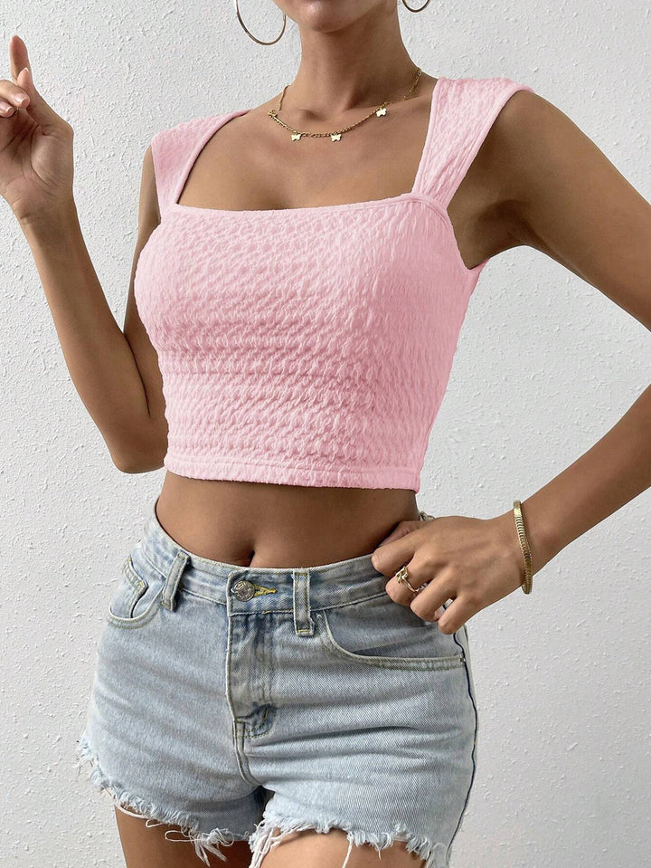 Dame moteriktig Crop-Top med firkantet utringning og strukturert stoff Skjora