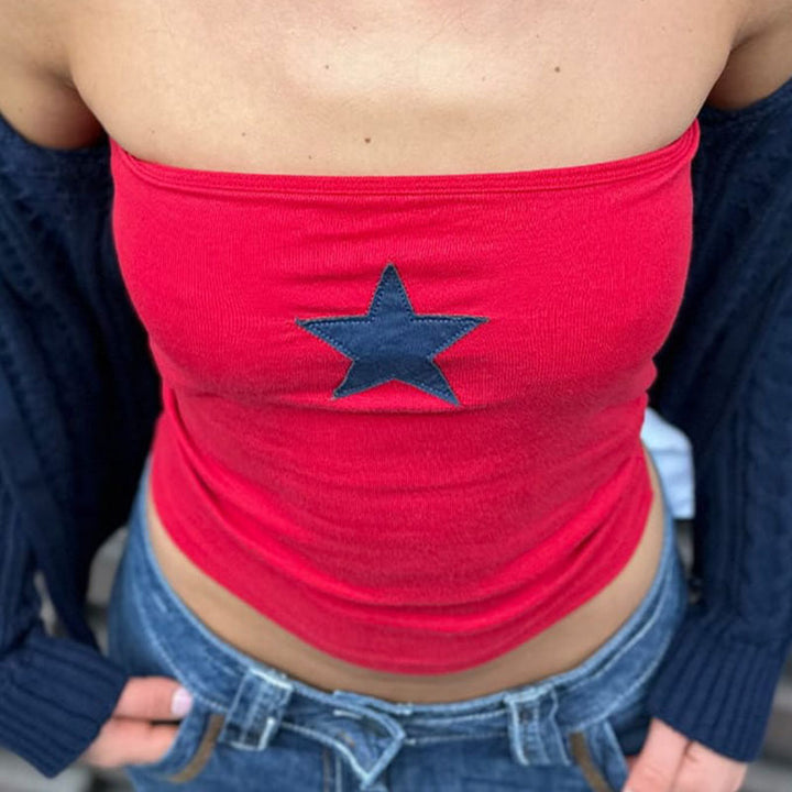 Women's Bandeau Top with fashionable star motif and elastic fabric Skjora