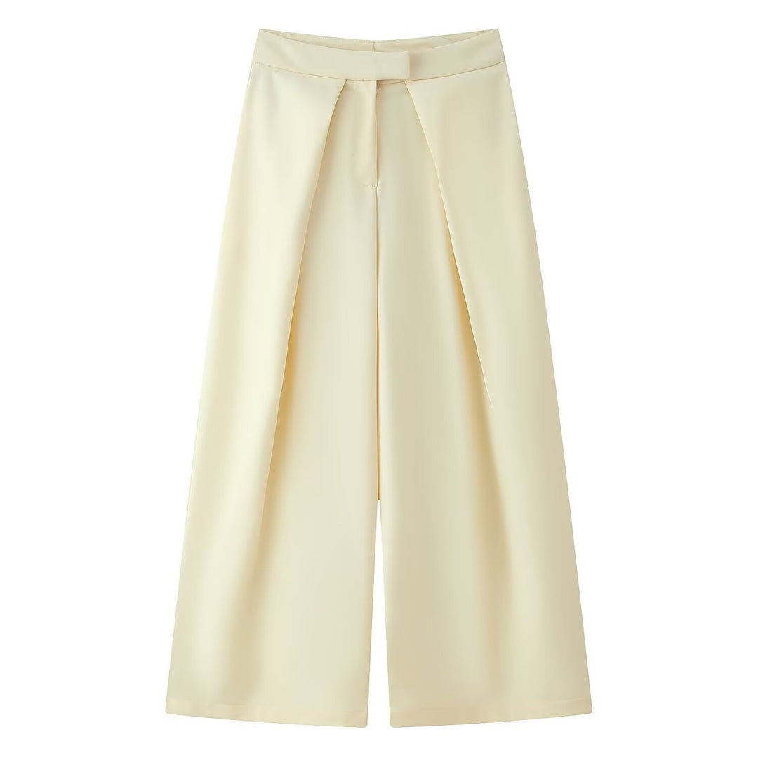Damer vidt skjært culotte-bukse med elegante folder og høy midje Skjora