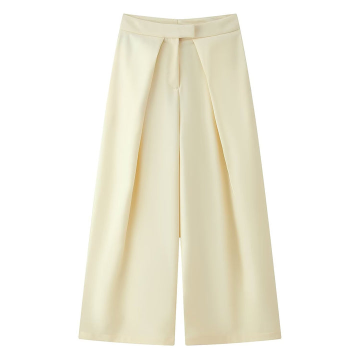 Damer vidt skjært culotte-bukse med elegante folder og høy midje Skjora