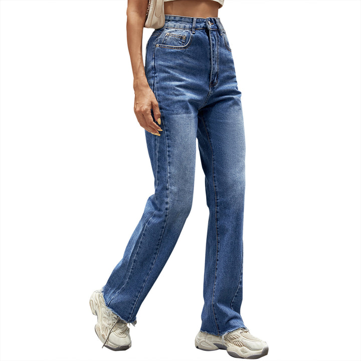 Damen High-Waist Jeans i klassisk snitt med avslappet bootcut Skjora