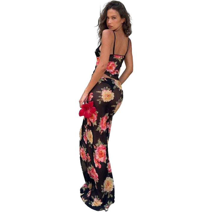 Dame Langermet sommertopp med blomstret oversized design Skjora
